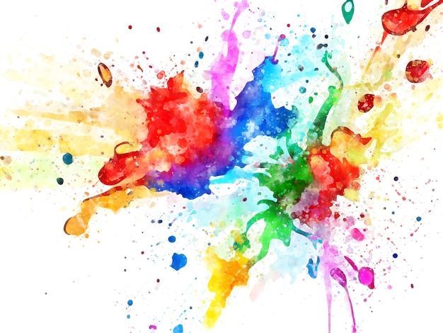 Vector vibrant rainbow watercolor splash abstract design