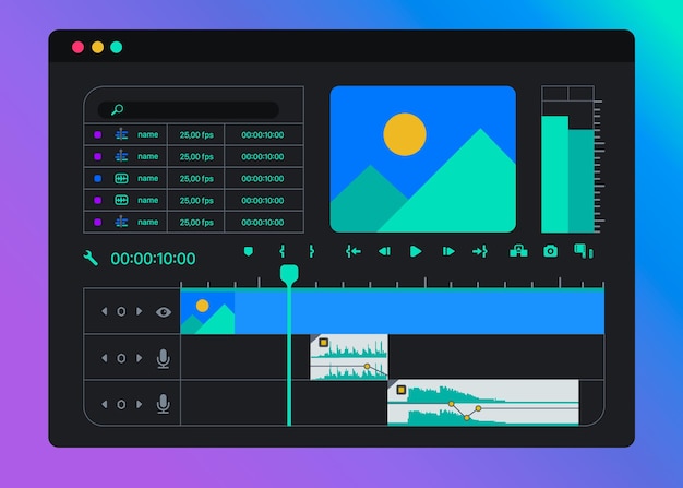 video clip editing timeline window in the program