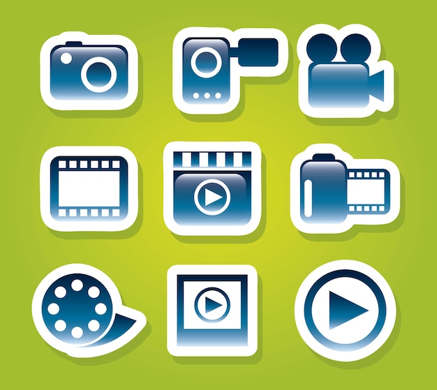 video icons over green background vector illustration