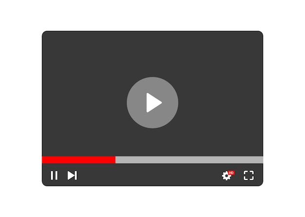 Video player interface isolated on white background. multimedia frame template. mockup live stream