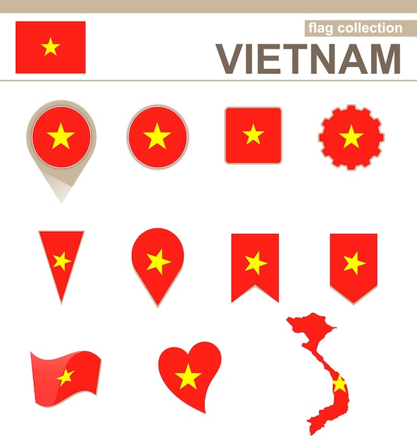 Vector vietnam flag collection, 12 versions