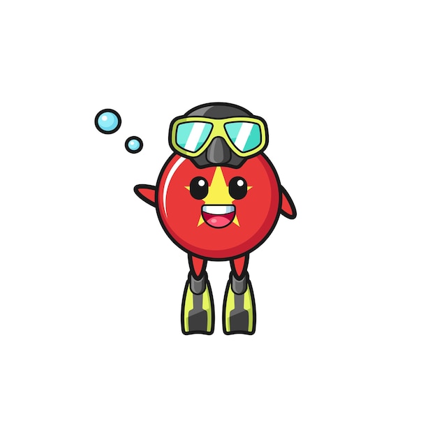 Vector the vietnam flag diver cartoon character
