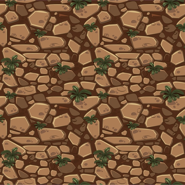 Vector view from above seamless background texture brown stones.