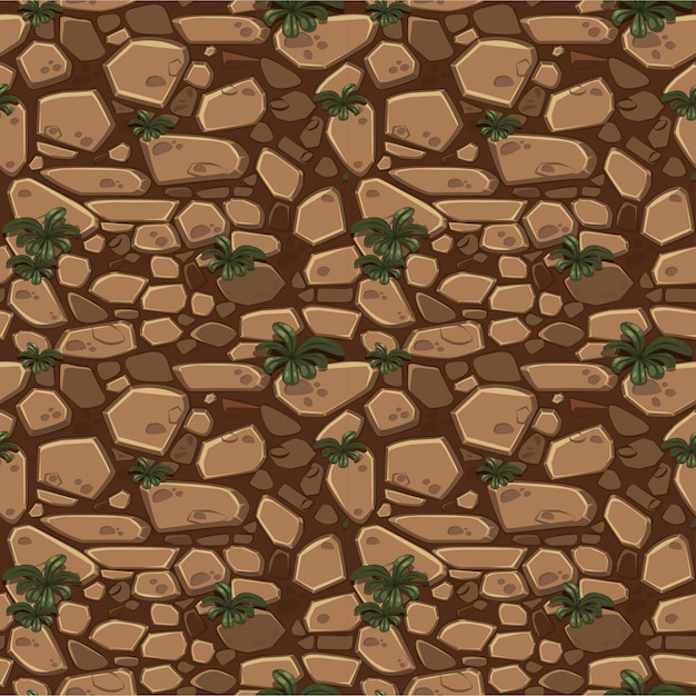 View from above seamless background texture brown stones.