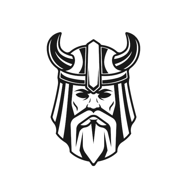 viking with beard and helmet logo icon vector illustration