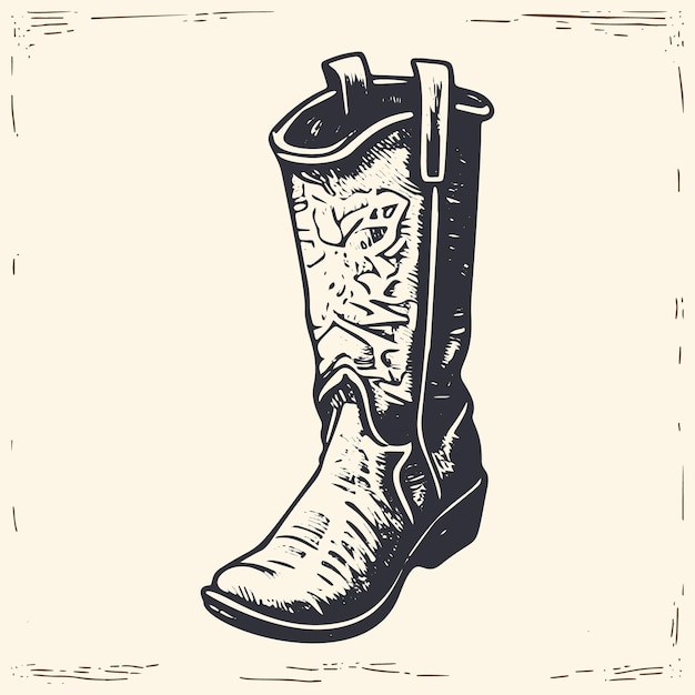 Vector vintage cowboy boots western style illustration