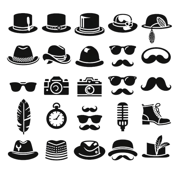 Vector vintage hipster icons icons set