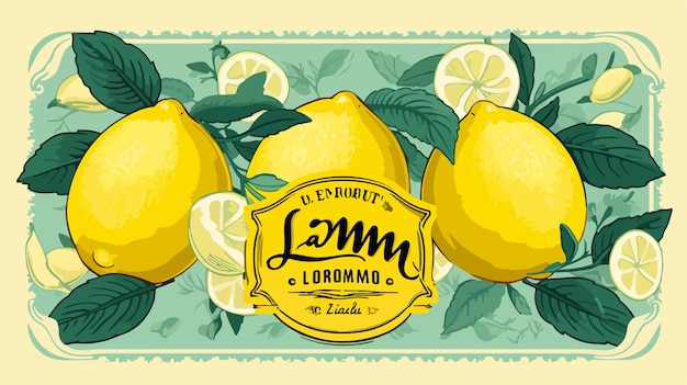 Vector vintage lemon squash fruit label with retro simple pattern