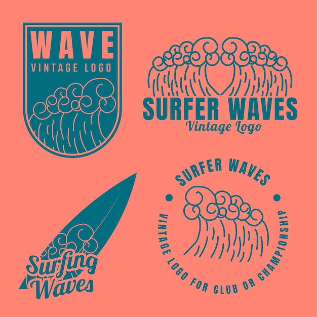 Vintage logo set for championship or surf club