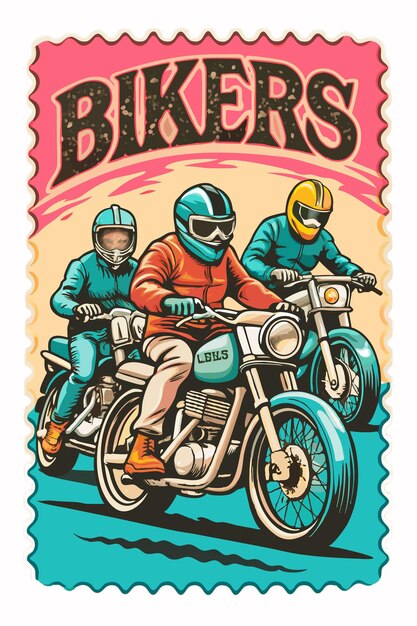 Vector vintage motorcycle riders