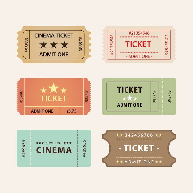 Vector vintage retro old tickets