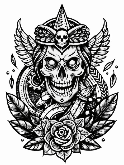 Vintage Tattoo Coloring Page for Adult