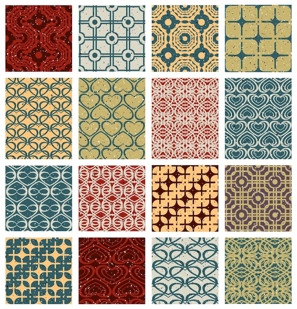 Vector vintage tiles seamless patterns vector set.