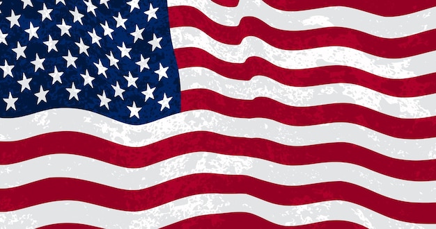 Vintage waving United States flag.