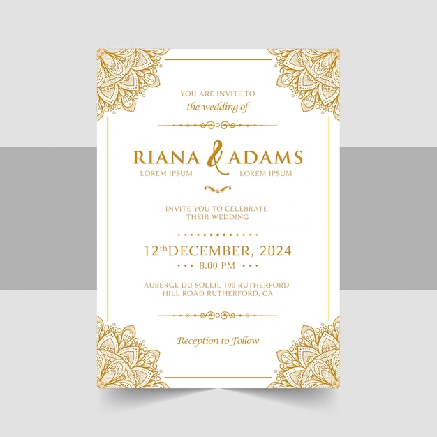 Vintage wedding invitation with mandala