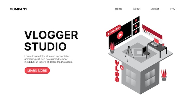 Vlogger Studio Vlogging Horizontal Web Landing Page