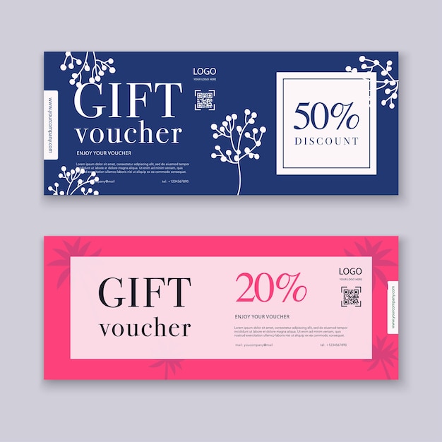 Voucher template with color gift box certificate Background design coupon invitation currency Vector illustration