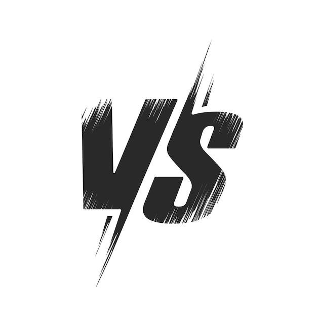 Vs versus icon logo black white symbol fight competition battle sport game grunge drawing and paint