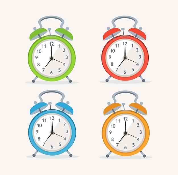 wakeup clocks set isolated on white background. 