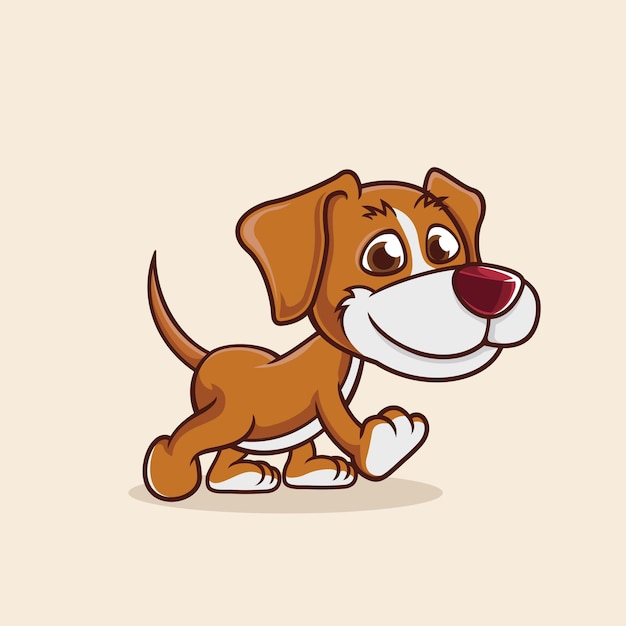 Walking Cute Dog Mascot Cartoon