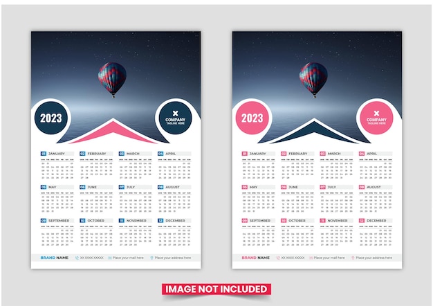 Wall calendar 2023 template design