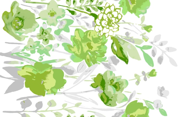 Vector a wallpaper with green and white flowers and leaves