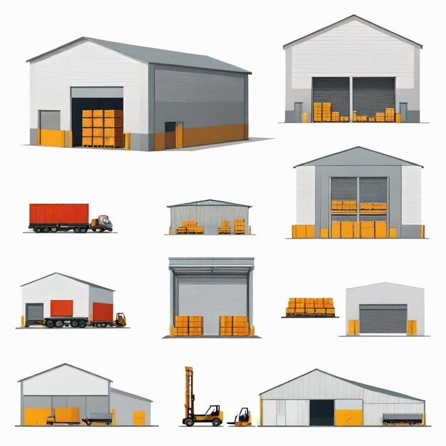 Vector warehouse vector set white background isolated a high quality