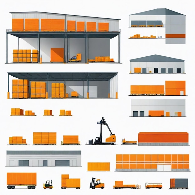 Vector warehouse vector set white background isolated a high quality