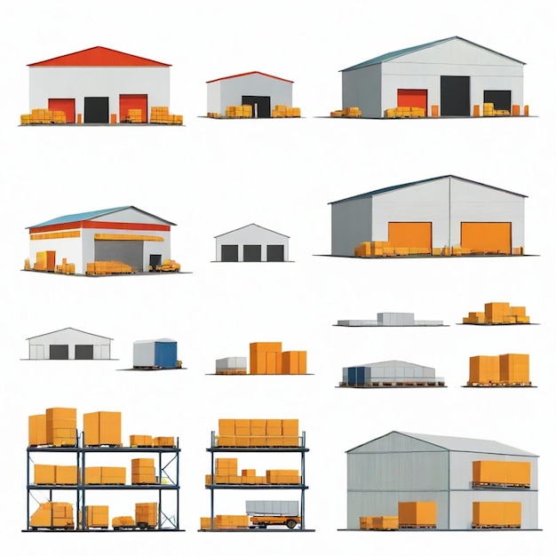 Vector warehouse vector set white background isolated a high quality