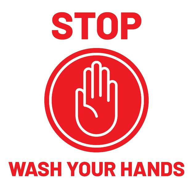 Wash your hands red vector sticker