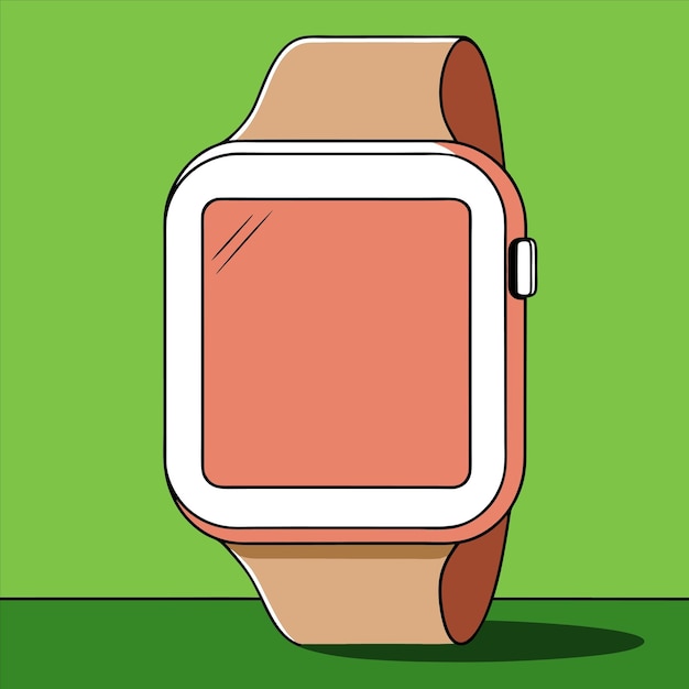 Vector a watch with a white band and a brown band on the left side