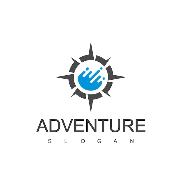 Water Adventure Logo With Compass And Water Symbol