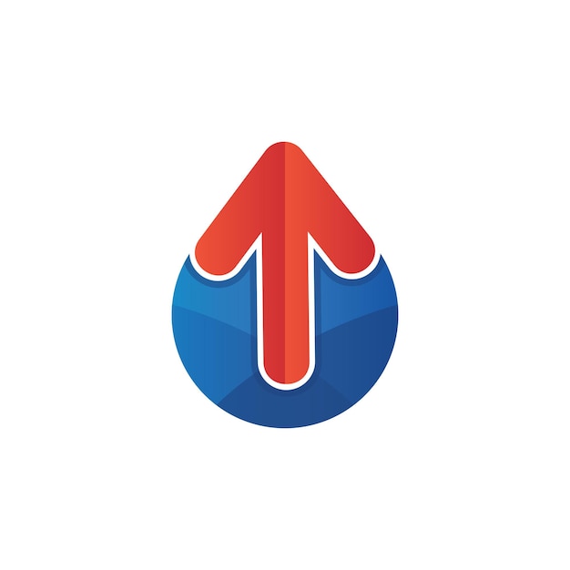 Water drop and arrow logo design