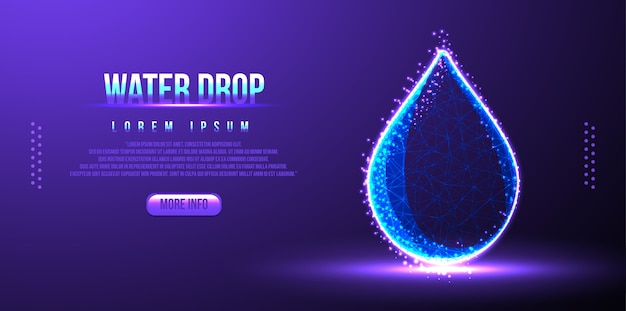 Water drop, purity low poly wireframe