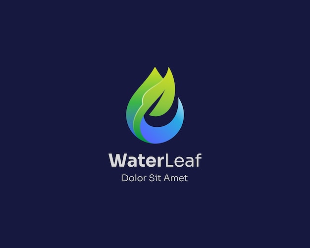 Water drop with leaf logo gradient