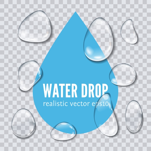 Water drops isolated on transparent background