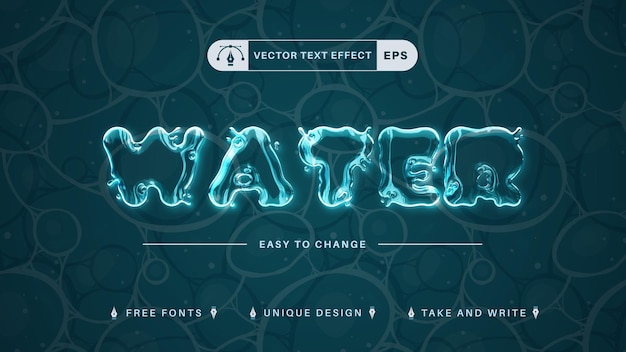 Water Editable Text Effect, Font Style