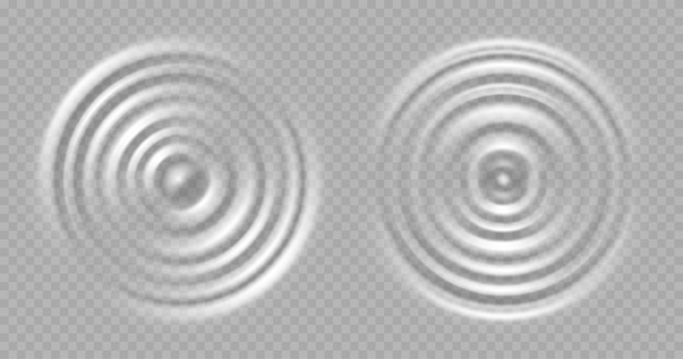 Vector water ripple. round wave surfaces on transparent background