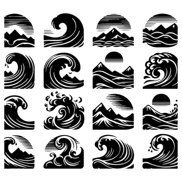 Vector water wave element vector design collection