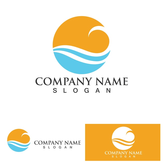 Water wave logo design template