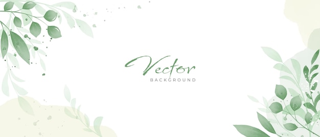 Vector watercolor abstract vector background with green branches and leaves