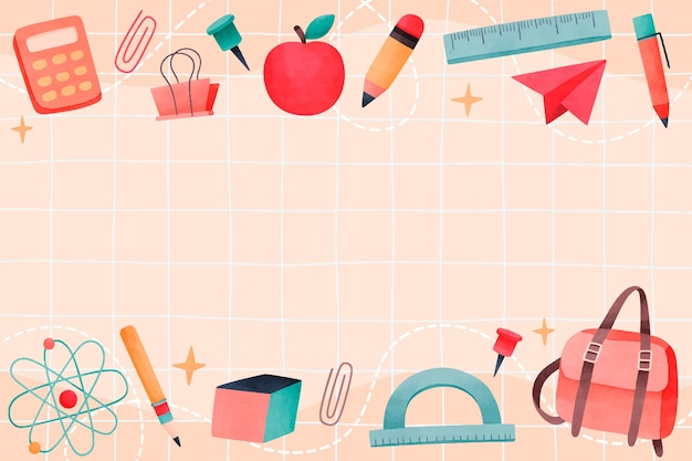 Vector watercolor back to school background