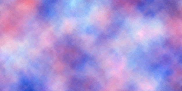 Watercolor background with space and cloudy shapes beautiful blue and pink hand-painted background