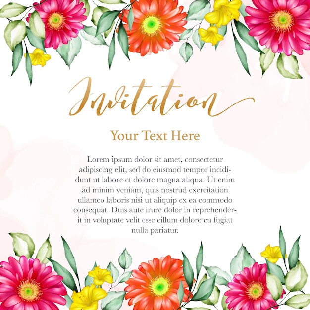 watercolor floral wedding invitation card template