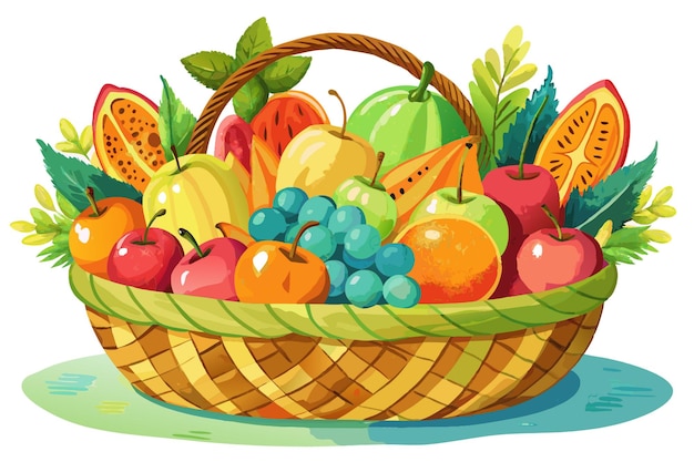 Watercolor Fruits Basket Clipart