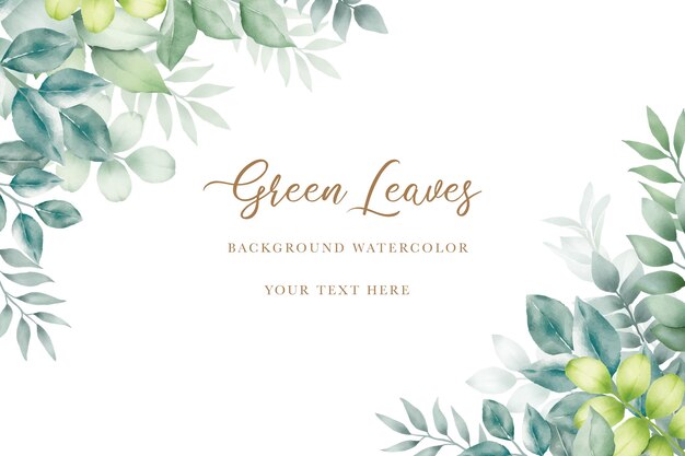 Vector watercolor green leaves background