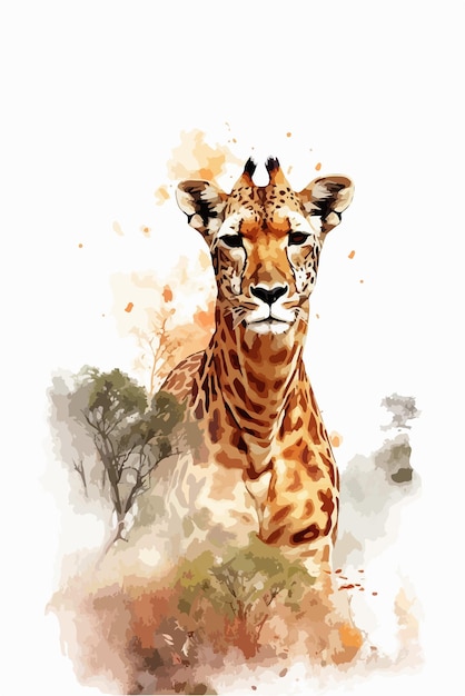 Watercolor Illustration Safari Animal digital art isolated