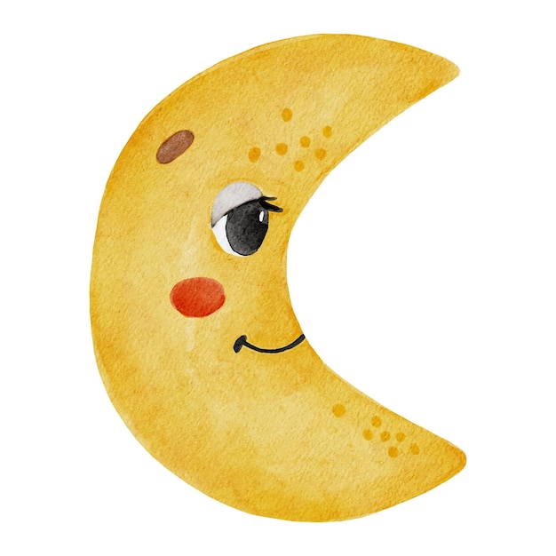 Watercolor moon baby illustration