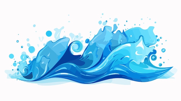 Vector a watercolor painting of a wave with blue water splashes