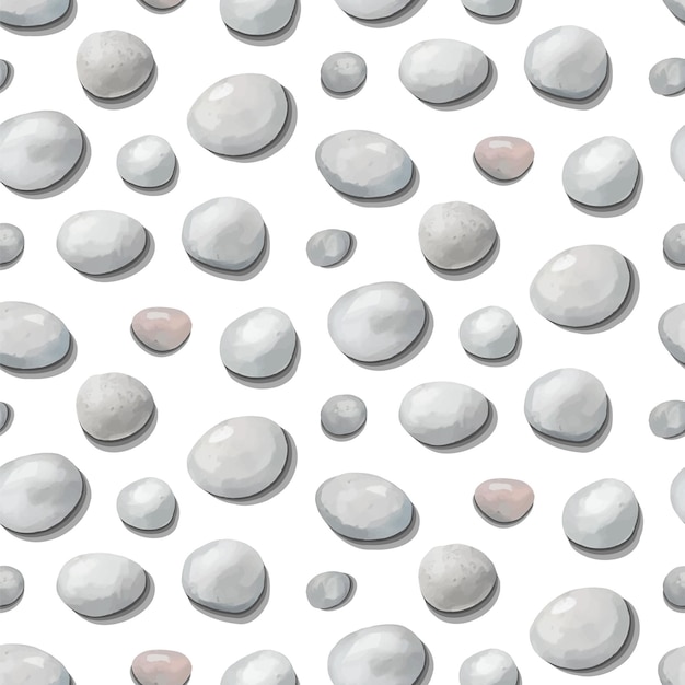 Vector watercolor pattern with pebbles seamless background with light pebbles